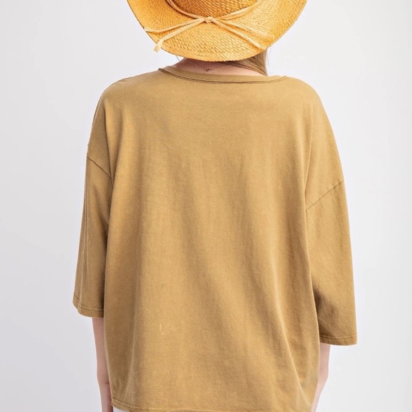 New Easel Star Top Women's Olive Patchwork Boho Shirt Top Pullover Plus Size - Picture 5 of 12